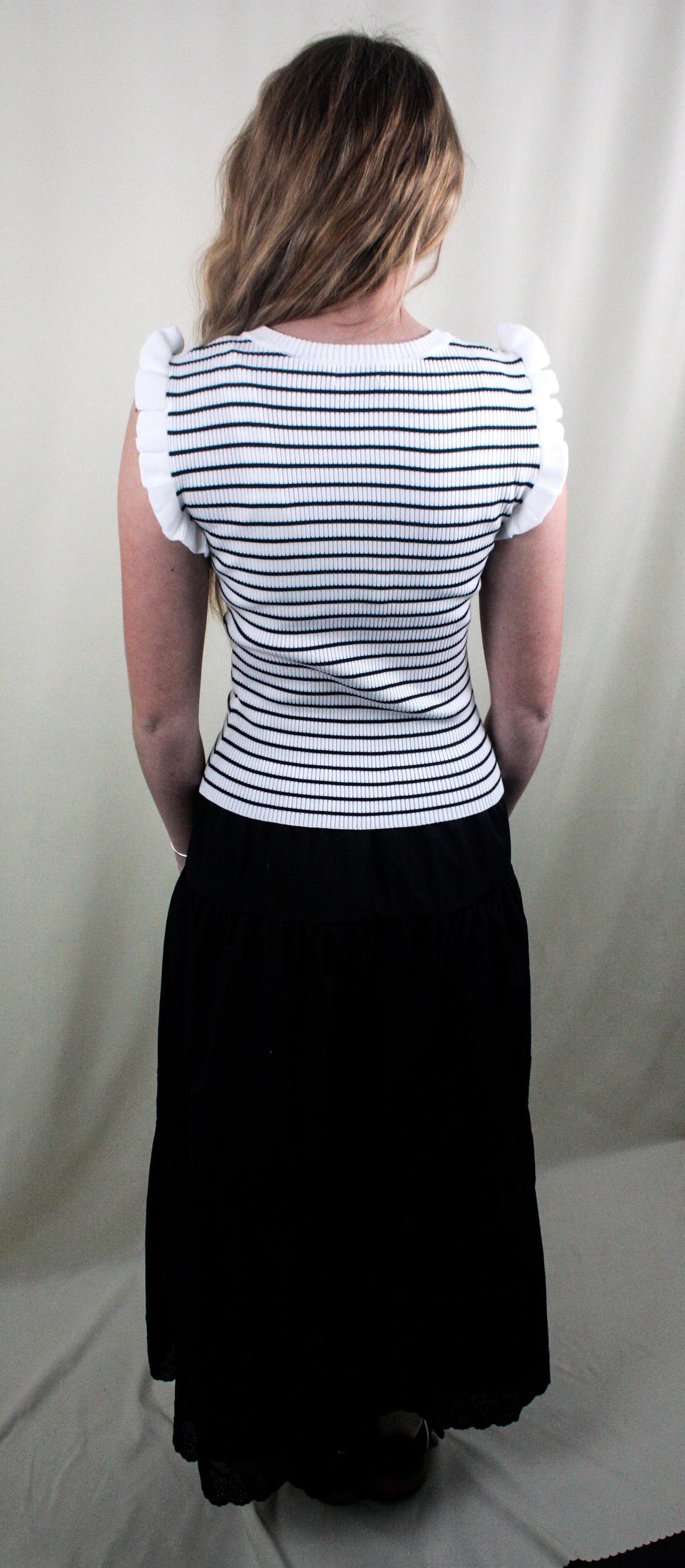 Tiered Maxi Skirt with Lace Trim - Black