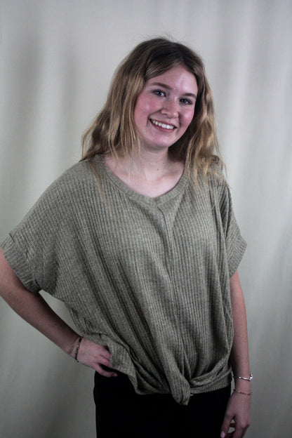Twist Front Top - Olive
