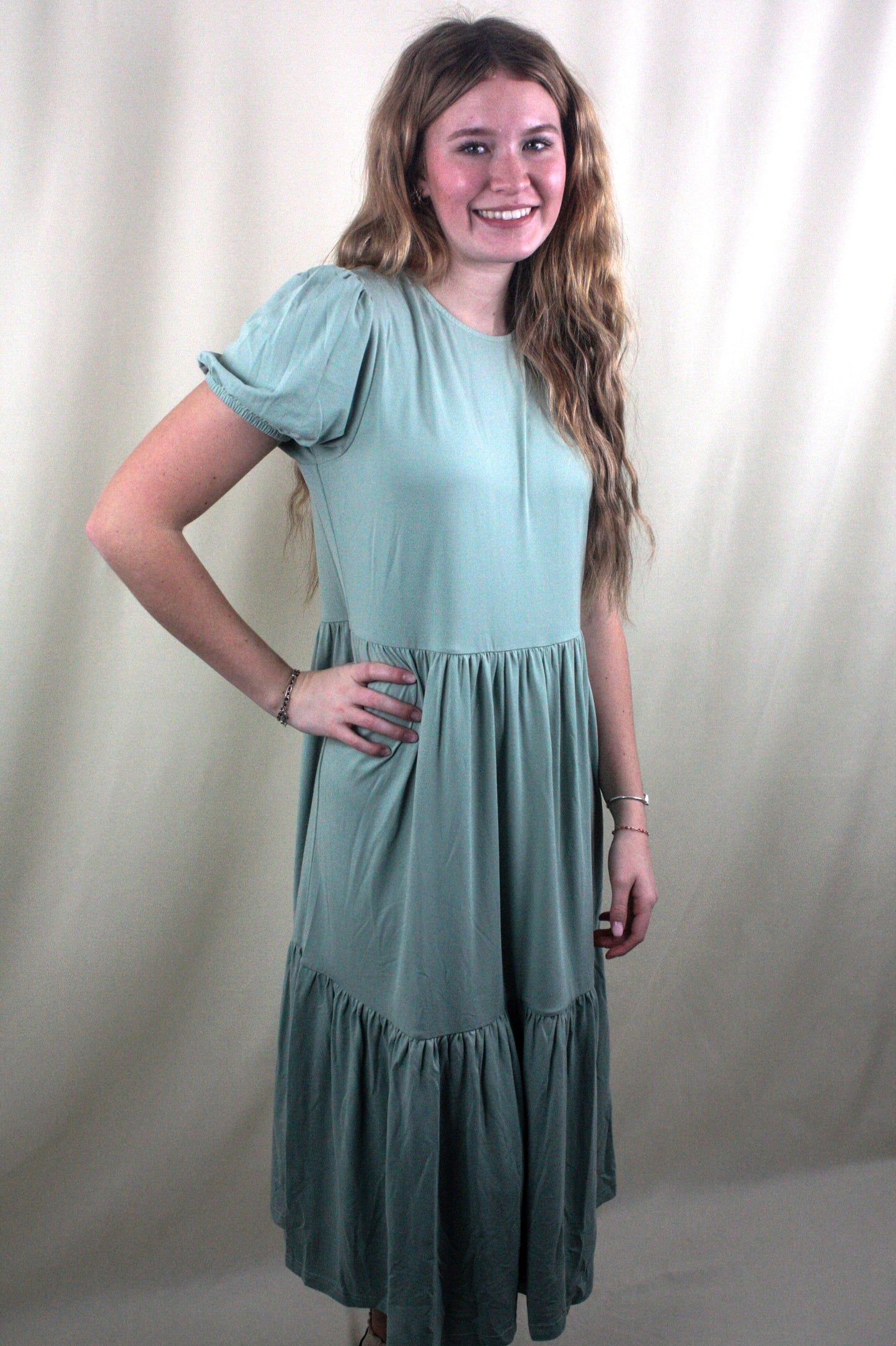 Tiered Midi Dress - Sage