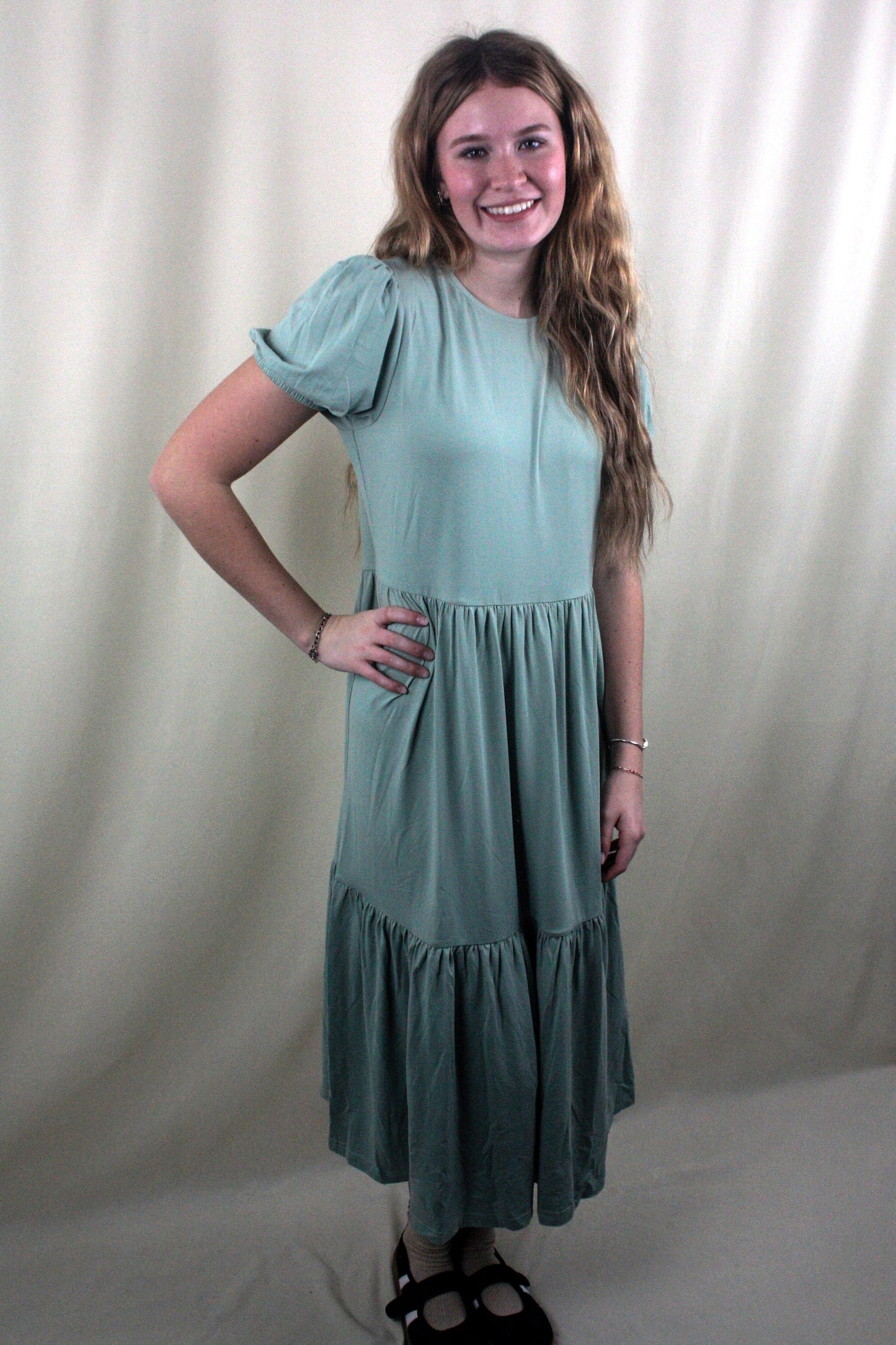 Tiered Midi Dress - Sage