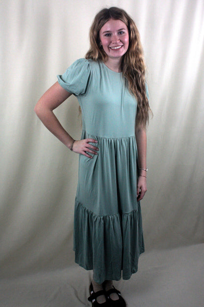 Tiered Midi Dress - Sage