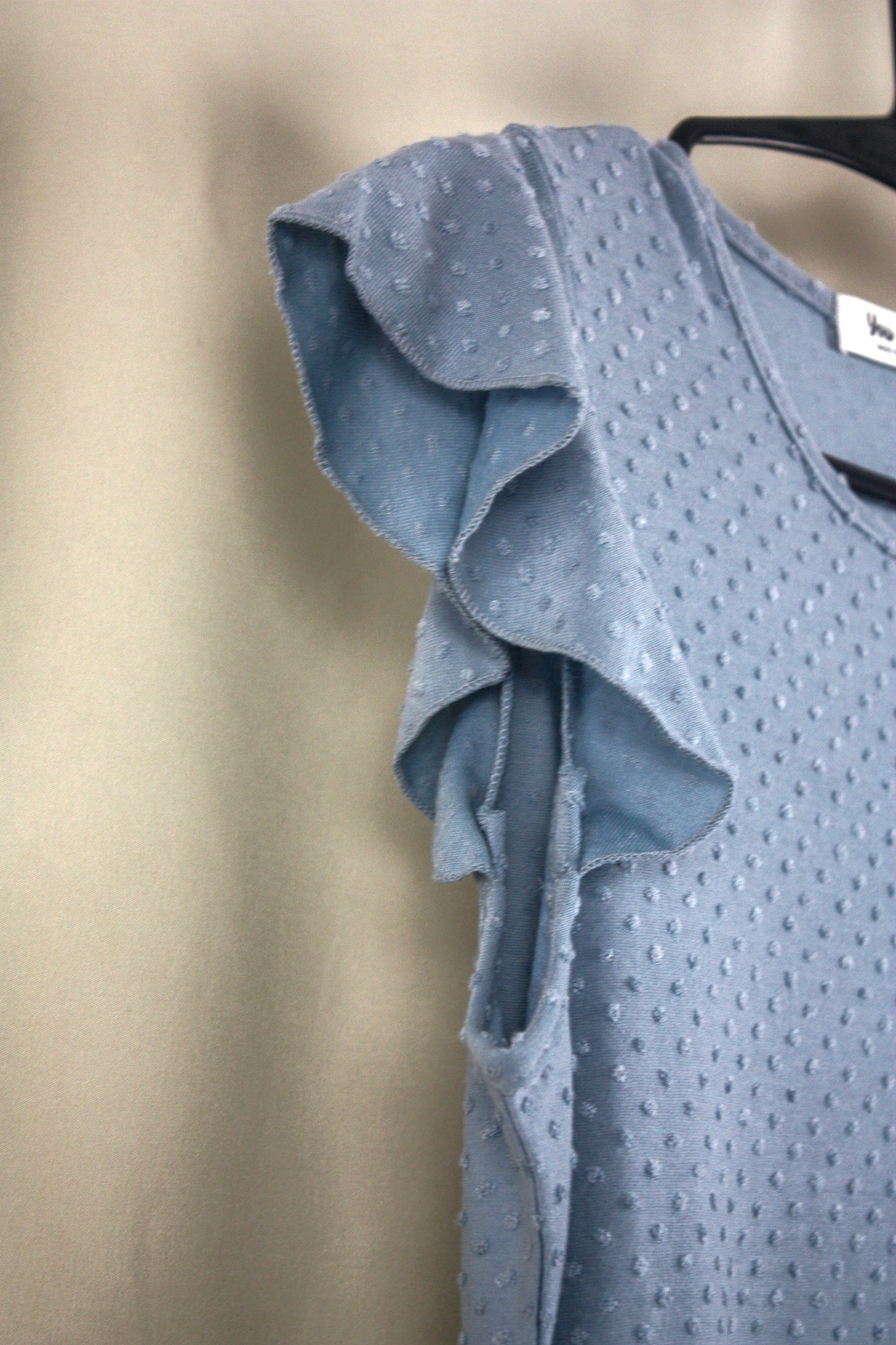 Swiss Dot Ruffle Cap Sleeve Tiered Dress - Light Blue