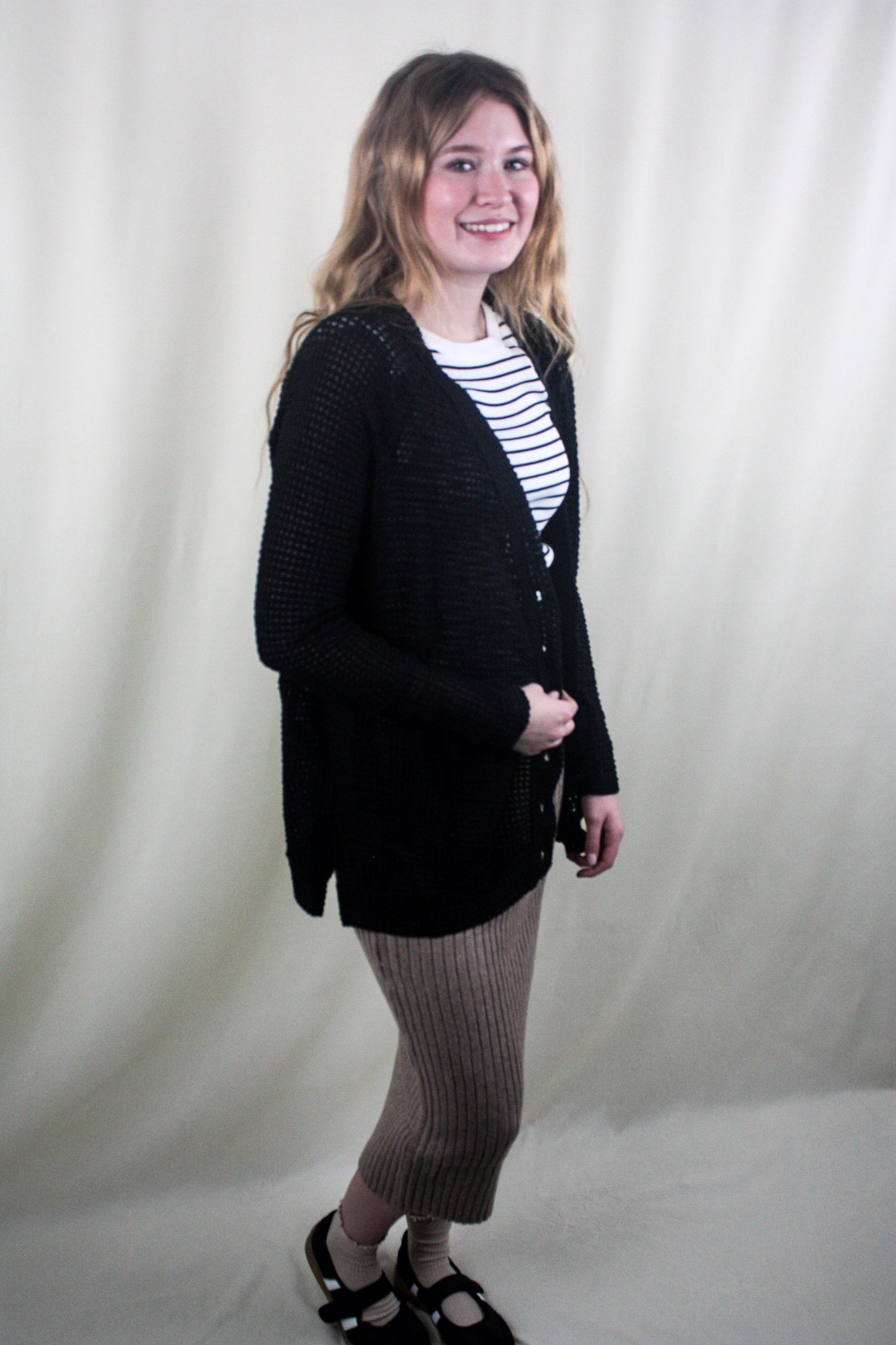 Ribbed Midi Skirt - Taupe