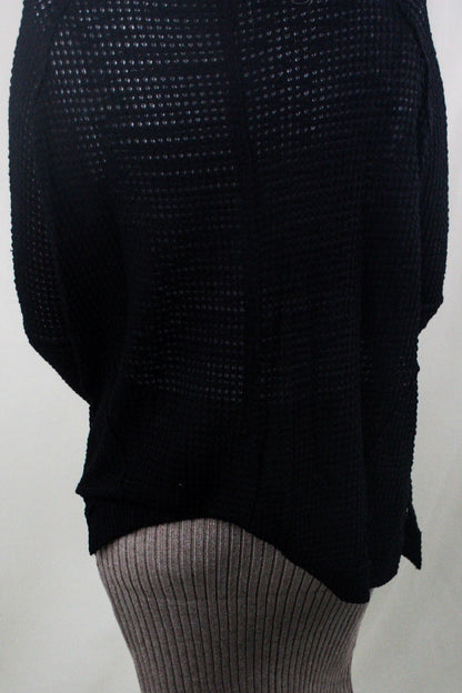 Waffle Knit Button Down Cardigan - Black