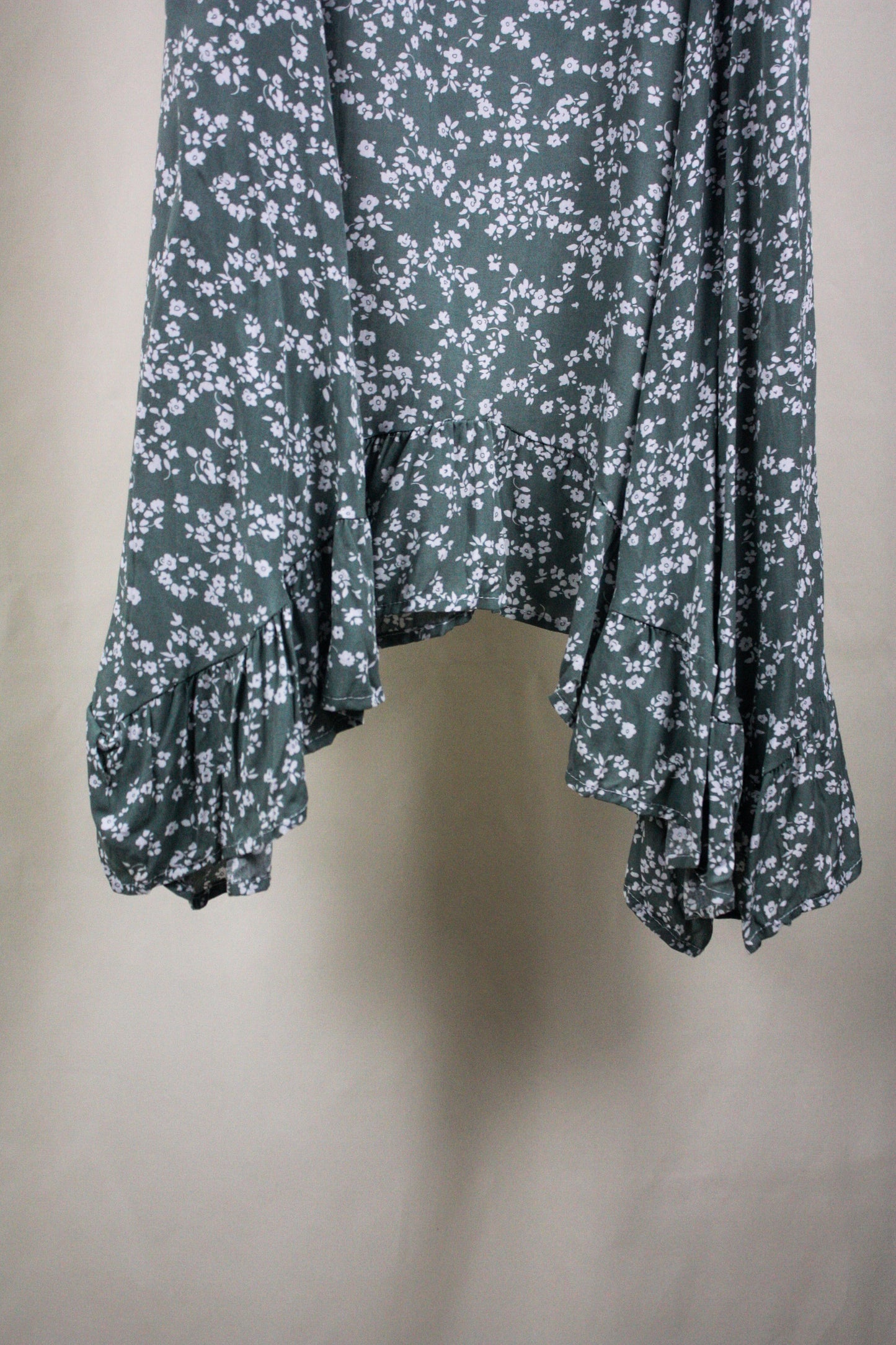 Floral Tie Midi Skirt - Green