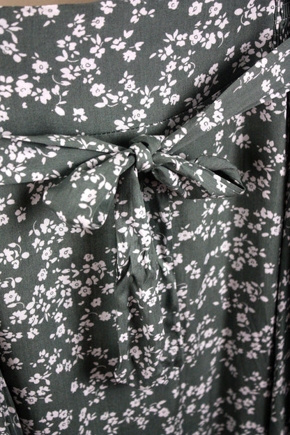 Floral Tie Midi Skirt - Green