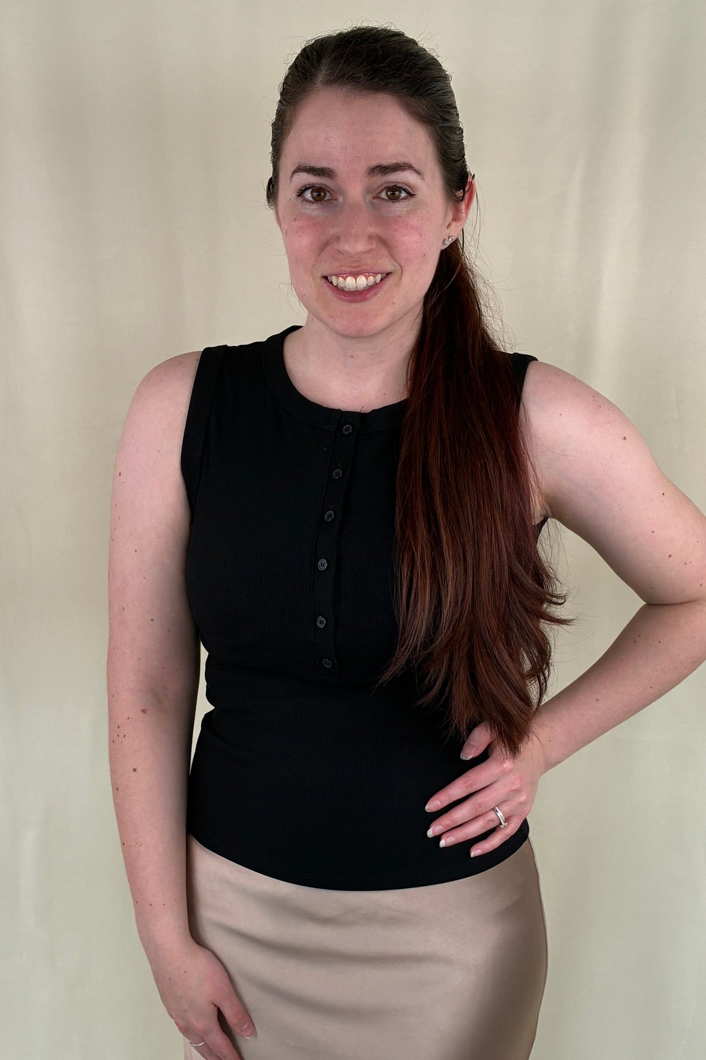 Sleeveless Henley Knit Tank