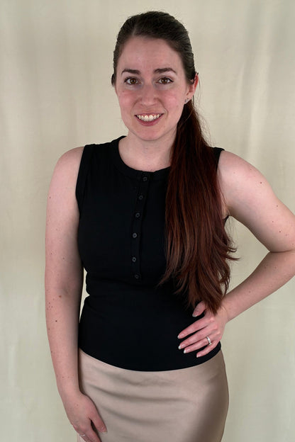 Sleeveless Henley Knit Tank