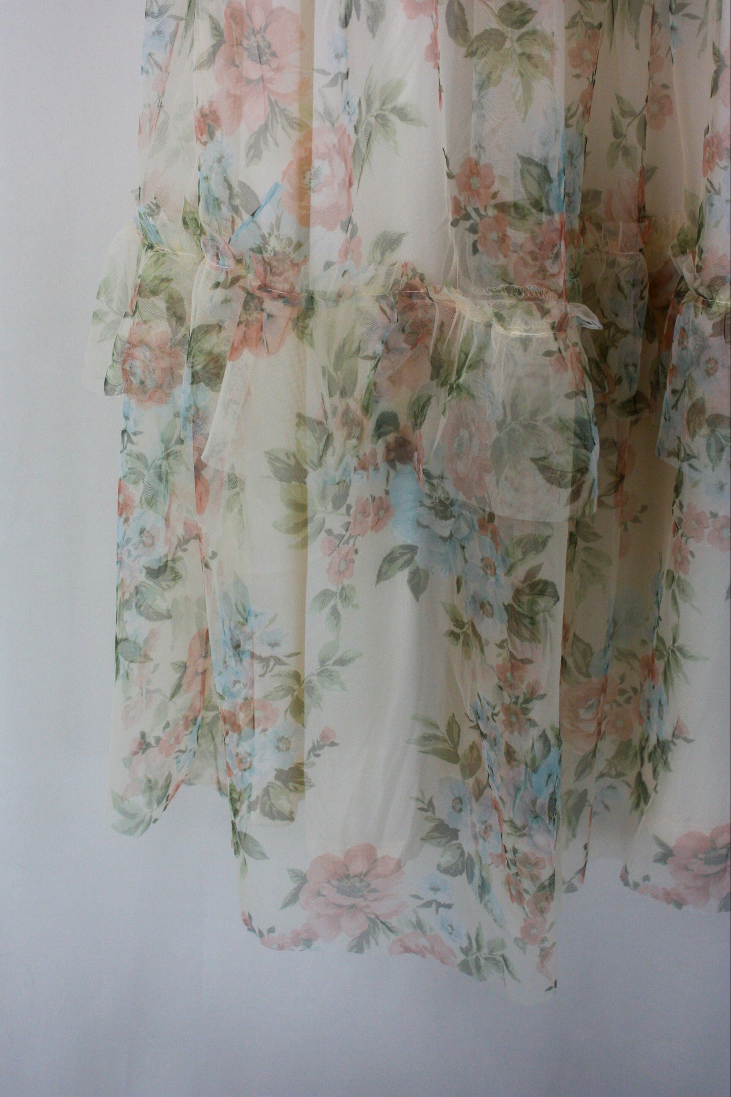 Floral Tulle Smocked Tiered Dress - Butter Yellow