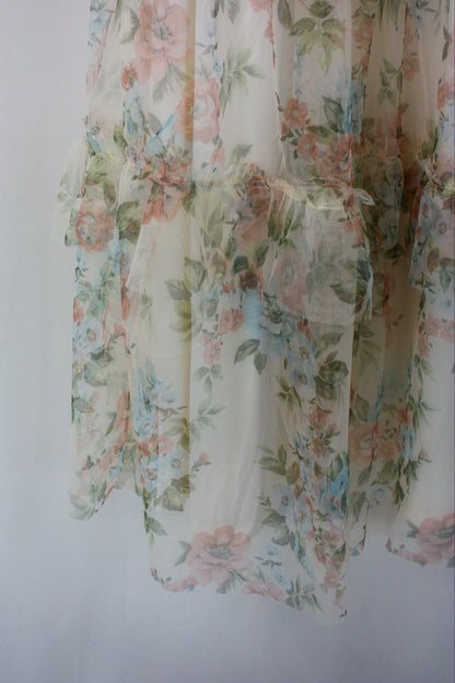 Floral Tulle Smocked Tiered Dress - Butter Yellow