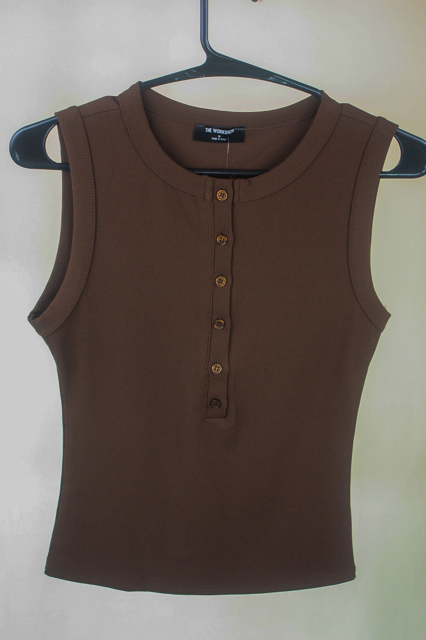 Sleeveless Henley Knit Tank