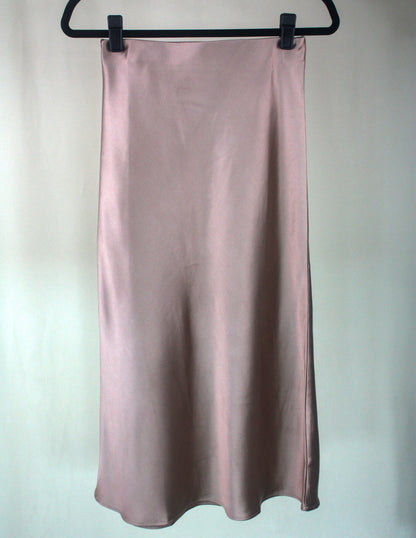 Satin Midi Skirt - Dark Taupe