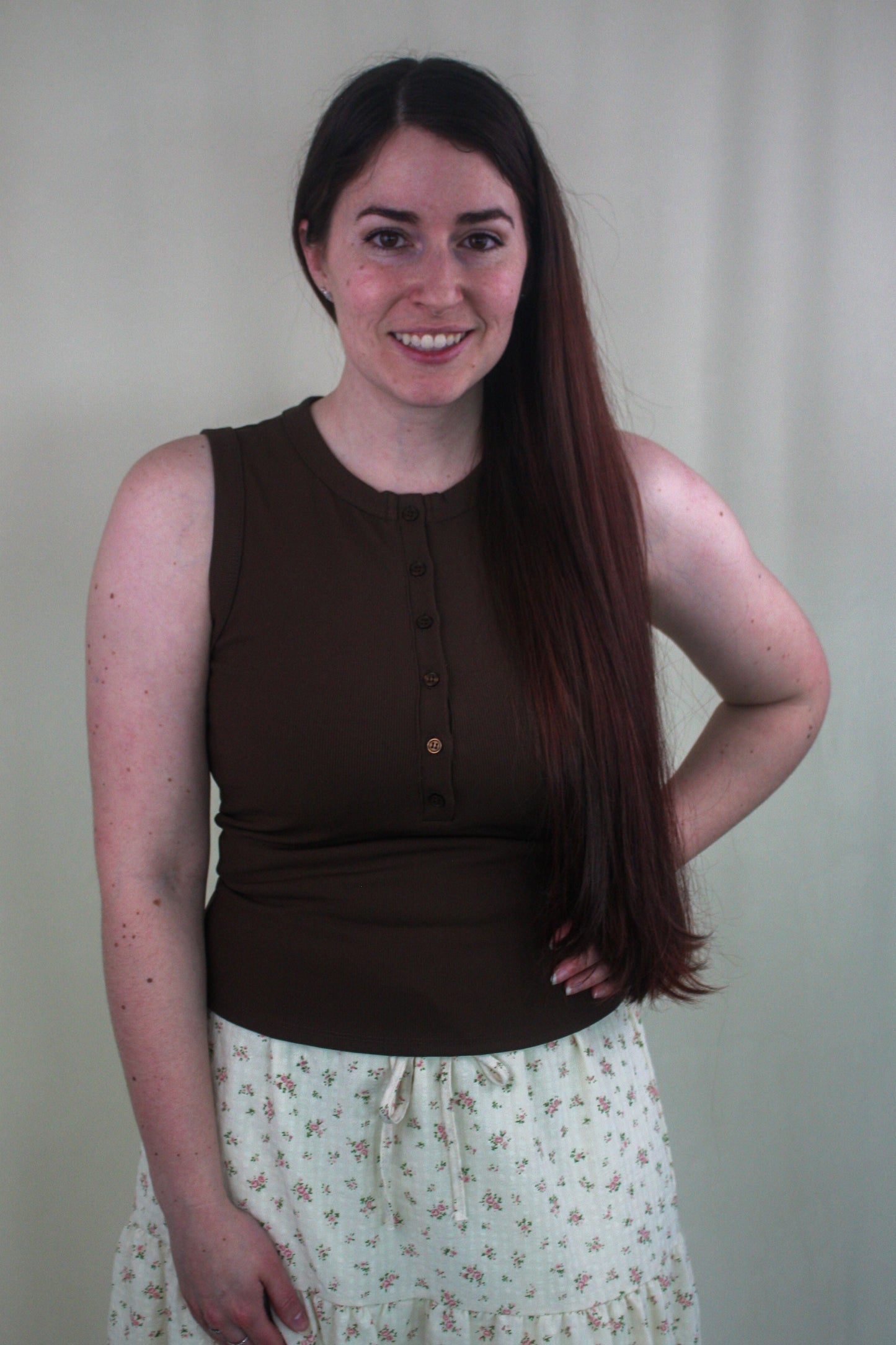 Sleeveless Henley Knit Tank