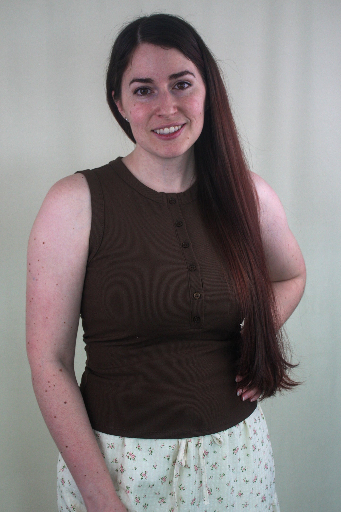 Sleeveless Henley Knit Tank