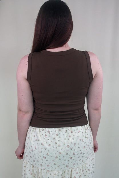 Sleeveless Henley Knit Tank